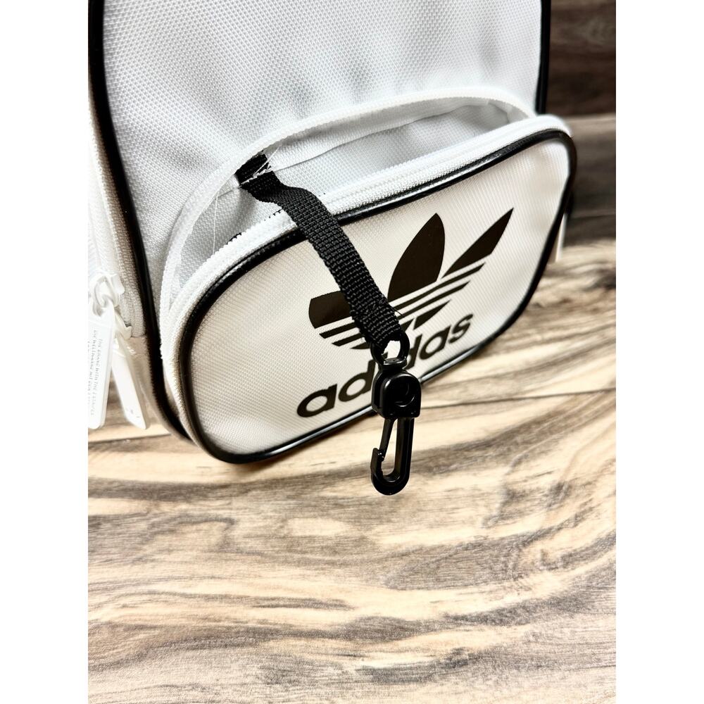 NWOT Adidas Originals Santiago Mini Backpack White Black Trefoil Logo - Picture 9 of 14